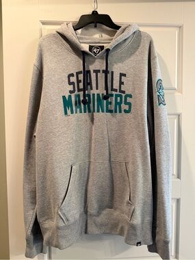 47 Men's Seattle Mariners Gray Zip-Up Hoodie with Teal and Navy Accents